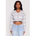 thumbnail image 2 of Women's Chenille Heart Patterned Brushed Knit Cropped Cardigan, 2 of 5