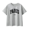 thumbnail image 2 of Summer Toddler Boys Girls Short Sleeve City Letter Prints T Shirt Tops Clothes Kids Loose Fit Basic Tees, 2 of 8