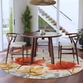thumbnail image 3 of Retro Floral Round Area Rug 7Ft Washable Circle Rugs for Dorm Laundry Room, Red Yellow Tulips Barm Doors Farmhouse Wooden Non-Slip Carpet Floor Mats Indoor Outdoor Carpet Runner Aesthetic Home Decor, 3 of 8
