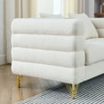 thumbnail image 6 of 60" Loveseat Sofa, Modern Upholstered 2-Seater Sofa with 2 Throw Pillows and Golden Metal Legs, Comfort Fabric Sectional Sofa for Living Room Bedroom Office, White Teddy, 6 of 9