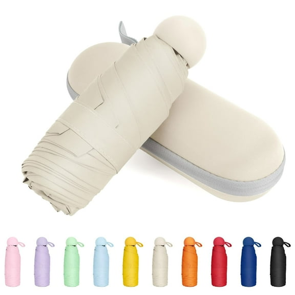 Travel Umbrella Portable Compact Umbrellas, Pocket Mini for Purse, Umbrellas for UV Sun & Rain Small for Backpack, Umbrella with Case Folding for Kids Women