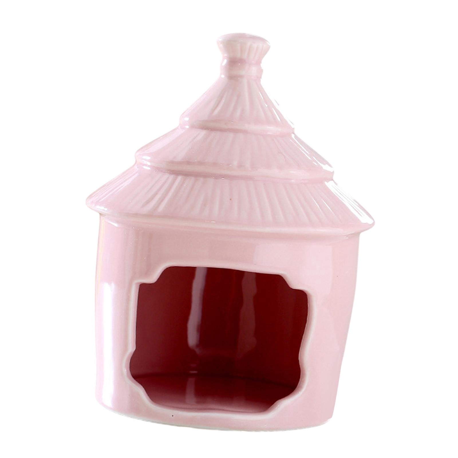 perfeclan Hamster Hideout House, Hamster Habitats, Ceramic Indoor Mini Cave, Habitat Decorations for Chinchilla Other Small Pet Squirrel Pink