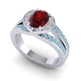 thumbnail image 2 of 2.35 Carat Oval Cut Garnet & Aquamarine Gemstone Elegant Anniversary Ring for Women 18K White Gold Size 6 by Diamond-Capitals, 2 of 8