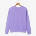 thumbnail image 2 of DondPO Womens Sweatshirt Women'S Solid Color Round Neck Oversized Sweatshirt Loose Long Sleeve Light Sweatshirt Loose Blouse Womens Hoodies Womens Fall Jackets Purple M, 2 of 8
