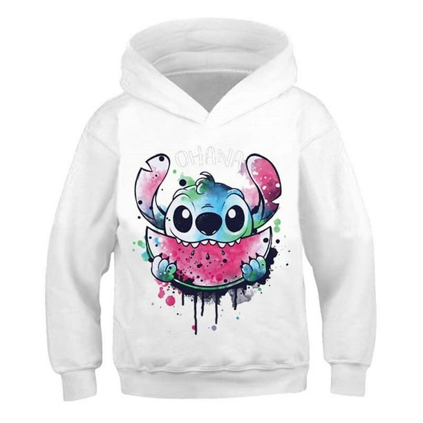 Sudaderas de algodón para niños de Stitch, sudaderas con capucha de manga larga para primavera y otoño, ropa para niños y niñas, Tops informales con capucha de dibujos animados de Stich, 150cm Gao Jinjia LED