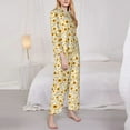 thumbnail image 3 of Pofeuu Brown Leaf Sunflower Print Womens Pajamas Set Long Sleeve Sleepwear Button Down Nightwear Soft Pj Lounge Sets Button Down Pajamas Women-XX-Large, 3 of 7