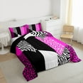 thumbnail image 3 of jejeloiu Wild Leopard Cheetah Queen Comforter Set,Safari Zebra Lines Bedding Comforter Set For Kids Reversible 3-Piece, 3 of 8