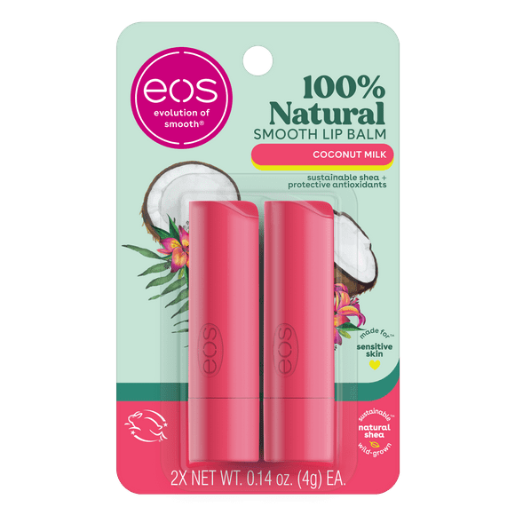 eos 100% Natural Baume à Lèvres Stick - Lait de Coco 0.14 oz Lot de 2