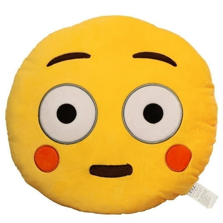 Evz Emoji Flushed Face Emoticon Cushion Stuffed Plush Soft Pillow Official Certified 32Cm Yellow