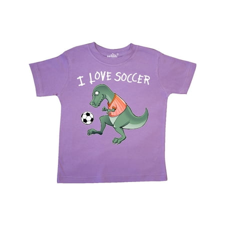 

Inktastic I Love Soccer-Dinosaur in Orange Gift Toddler Boy or Toddler Girl T-Shirt