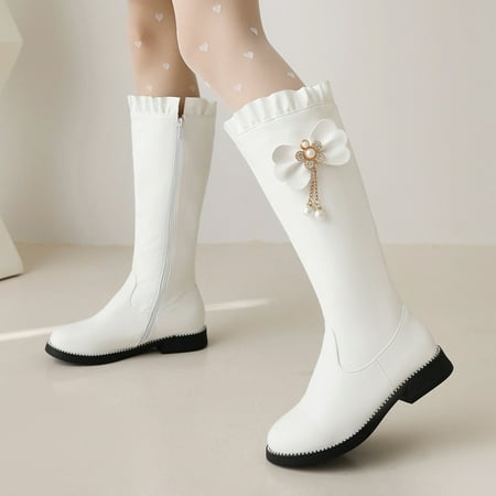 

Cathalem Suede Boots for Women Knee High Fashion Women s Shoes British Style Leather Thigh High Cowboy Boots for Women Size 11 White 6.5