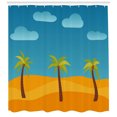 thumbnail image 2 of Oasis Shower Curtain, Nature View with 3 Palms in the Desert, Fabric Bathroom Set with Hooks, 69W X 84L Inches Extra Long, Dark Turquoise Orange Dark Rosewood and Pale Olive Green, by Ambesonne, 2 of 2
