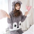 thumbnail image 3 of Conjuntos de pijamas de franela gruesa y cálida para mujer, ropa de dormir para el hogar, conjunto de pijamas de invierno, 3 of 5