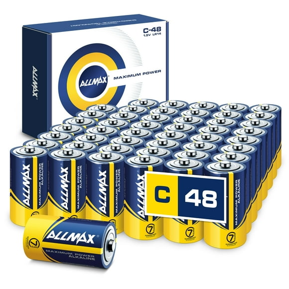 Allmax C Piles Alcalines Puissance Maximale (48 Unités) Ultra Longue Durée, Design Étanche, Durée de Conservation de 7 Ans, Performance Maximale (1,5 Volt)