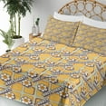 thumbnail image 3 of Ambesonne Emoji Fitted & Top Sheet Set with Shams, Hippie Flowers Wait What Text, Mustard Pale Green and White, 3 of 5