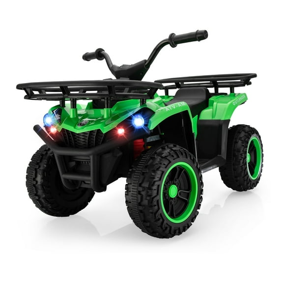Jaxpety 24V Kids Ride on ATV 4 Wheeler Quad, Battery Powered Electric Vehicle w/Headlights, MP3/USB, Volume Control, Power Display, Green