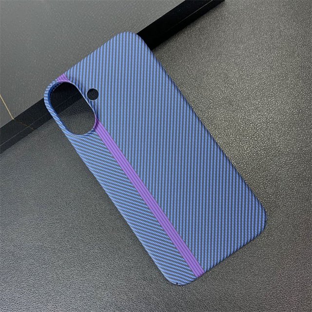 Carbon Fiber Texture Double Color Phone Case For iPhone 16 15 14 Plus 13 12 11 Pro Max Matte Ultra Thin Shockproof Cover Funda Track Blue For iPhone 14 Pro