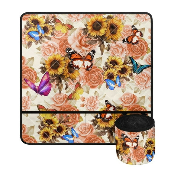 SEANATIVE Sunflower Butterfly Sewing Machine Mat Muffling Mats with Pockets Aesthetic Muffling Mats to Reduce Vibration Easy to Clean Home Decoration Accessories