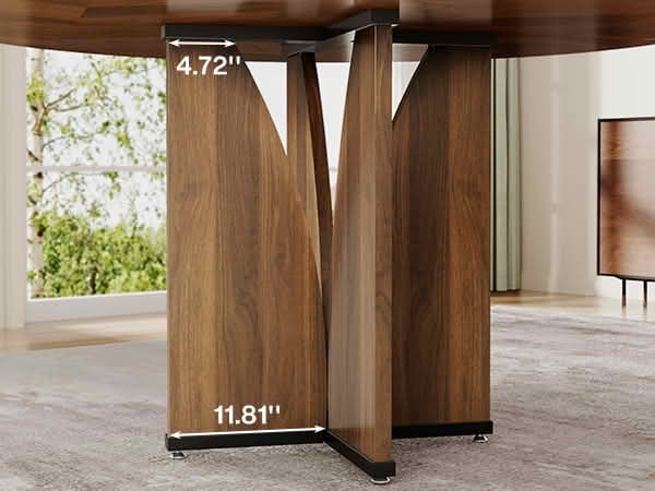 MAYEERTY 39 Inch Round Farmhouse Dining Table, Brown Wood Kitchen Dinner Table for 4 People for Small Spaces