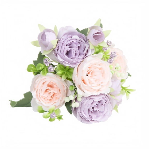 Artificial Silk Flowers, Purple Pink Rose Faux Flower Bouquet for Home Decor, Wedding Table Centerpieces, Living Room Decor