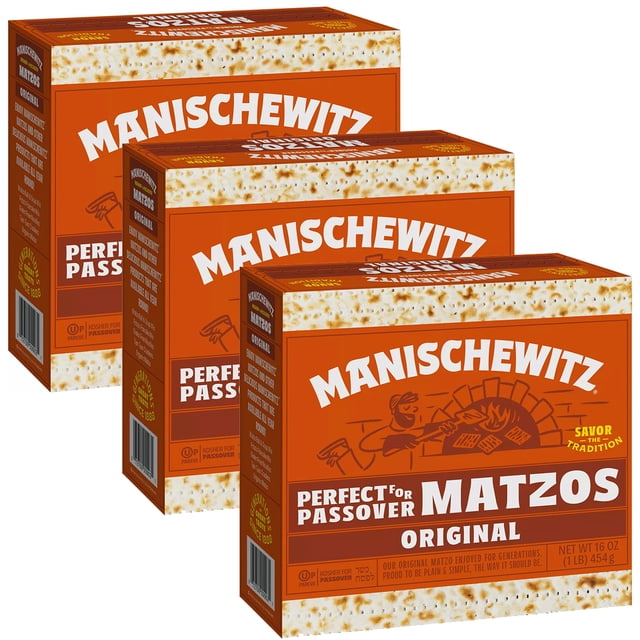 Pack x 3 - Matza Manischewitz Pan Ázimo 454 Gr Kosher Israel Extra Kosher