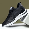 thumbnail image 3 of Mens Elevator Sneakers Invisible Height Increasing Elevator Shoes cloud runners 2.4" boost Taller Lightweight Breathable Mesh Upper Hidden Heel Trainers Lace-up Sports Shoes Black 37, 3 of 7