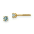 thumbnail image 1 of 14k Yellow Gold 3mm Simulated Aquamarine Birthstone Stud Earrings Mar March, 1 of 7