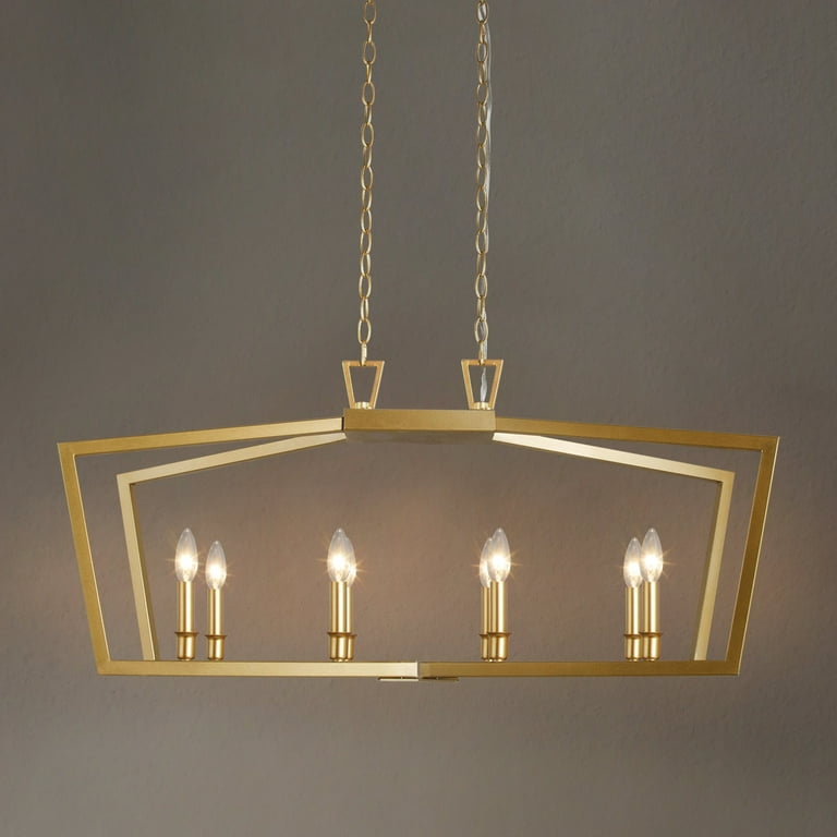 LaLuz Zeci Modern Glam Gold Linear Chandelier Lantern