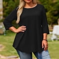 thumbnail image 3 of Débardeurs Amples Grande Taille pour Femmes Imprimés Manches 3/4 Col Rond Blouse Décontractée Été, Tuniques à Manches Longues Grande Taille pour Femmes, 3 of 6