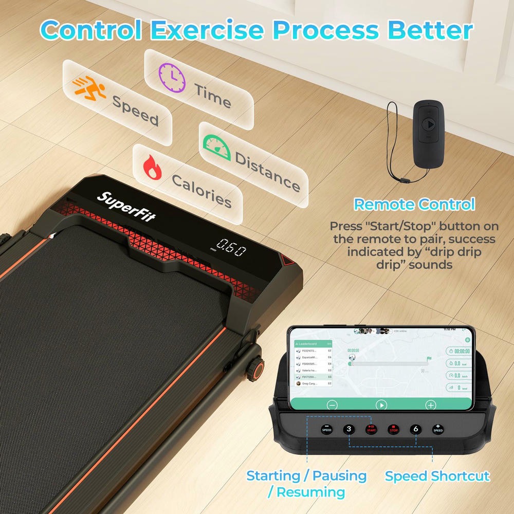 Barara King 3 in 1 Walking Treadmill with Remote Control and LED Display, Foldable Treadmill for Home Office, Home Gym, Red