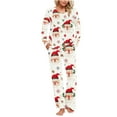 thumbnail image 2 of EchfiProm Funny Christmas Pajamas for Women Sleepwear Comfy Beige 2 Piece Set Pants and Long Sleeve Adults Lounge Sets, 2 of 7