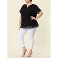thumbnail image 3 of Blude talgrande pamujer Puntos suizos Cuello redondo Blusas lindas básicas Negro 3XL, 3 of 6