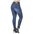 thumbnail image 5 of Fashion2Love Women's Juniors Butt Lift Push Up Mid Waist Ripped Distressed Skinny Jeans, 5 of 9