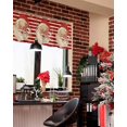 thumbnail image 4 of Red Santa Christmas Curtain Valance for Windows/Living Room/Kitchen/Bathroom/Café, Short Rod Pocket Tier Curtain Window Treatment Panel Xmas Snowflake Red Striped Topper Curtain 42''x18'', 4 of 6