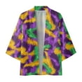 thumbnail image 1 of VBARHMQRT Rugby Shirts for Men Male Spring and Summer Cool Semi Long Sleeve Cardigan All Print Printed Collarless Antique Shirt Purple, 1 of 7