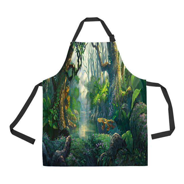 Delantal de Cocina ABPHQTO Pintura Bosque de Fantasía con bolsillos 70x80 cm