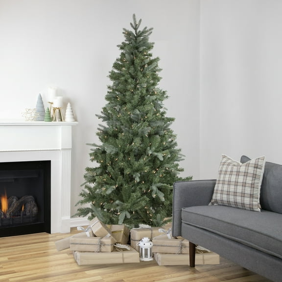 Northlight Real Touch™ Pre-Lit Slim Granville Fraser Fir Artificial Christmas Tree - 6.5' - Clear