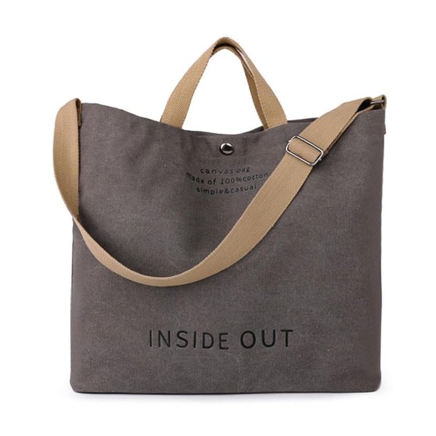 Bolso de mano Huwzder para mujer, lona gris, 44 x 38 x 14 cm, 0,5 kg