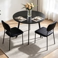 thumbnail image 2 of Ktaxon Modern Dining Table and Chairs Set for 2, Round 35.5" Dining Table with 2 Stackable Padded Side Chairs, 3 Pieces Kitchen Table Set for Small Spaces, Dining Room, Black, 2 of 6