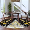 thumbnail image 3 of Round Rugs 8 Ft, Black Yellow Christmas Non Slip Area Rugs for Kitchen Bedroom Entryway, Xmas Tree Snowflake Winter Washable Carpet Runner Rug Floor Mats for Bedroom Home Decor, 3 of 9