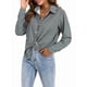 thumbnail image 3 of Camisas de Mujer con Botones, Casuales, de Larga, A Cuadros, con Estampados, Blusas Holgadas con Cuello A . Verde M, 3 of 7