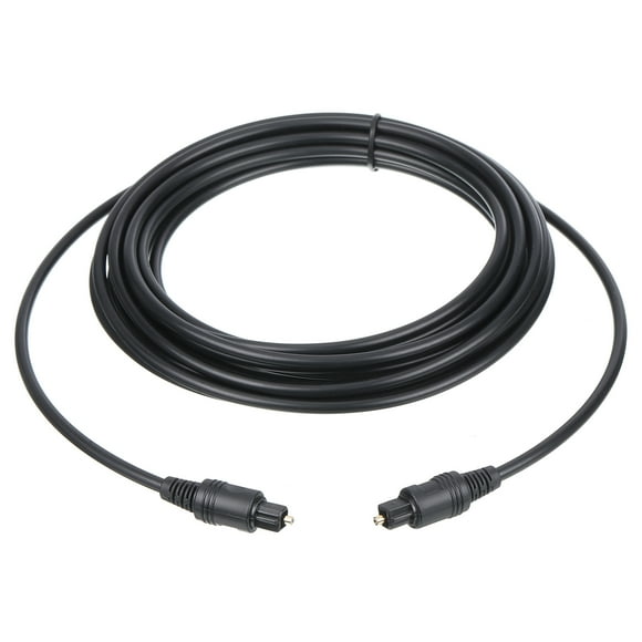 Cable de audio de fibra óptica Uxcell, cable óptico digital de 9.8 pies, enlace óptico TOS, conector recto de plástico para TV DVD Negro