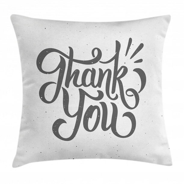 Thank You Throw Pillow Cushion Cover, Spots Funky Dramatic Font Artwork