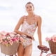 thumbnail image 5 of Traje de baño floral de color rojo vino para mujer, traje de baño de una pieza ajustado para aguas termales junto al mar con falda cruzada, 5 of 8