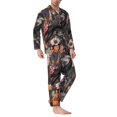 thumbnail image 2 of KLL Moonlit Crow Blossoms Sleepwear Mens Flannel Pajamas,Long Cotton Pj Set, 2 of 7