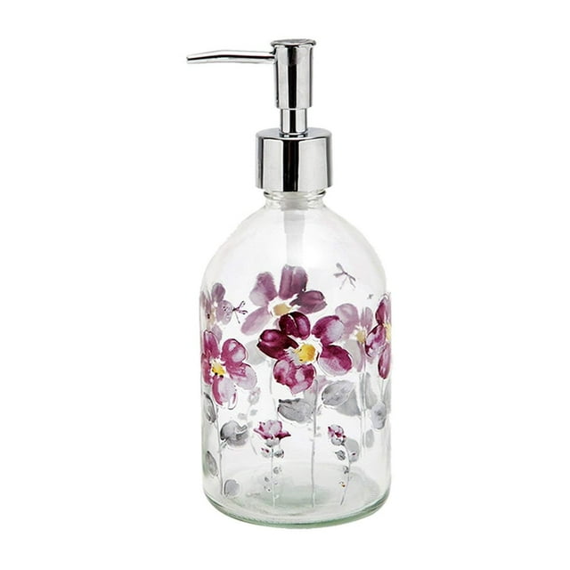 Dispensador de jabón Topadorn Flower Glass de 500 ml con bomba de plástico