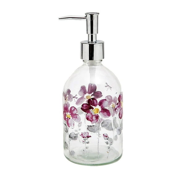 Dispensador de jabón Topadorn Flower Glass de 500 ml con bomba de plástico