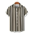 thumbnail image 4 of Tops for Men Plus Size Short Sleeve Lapel Button Stripe Color Block Printing Casual Turndown Collar Shirt Blouse Beige XXXXXL, 4 of 6