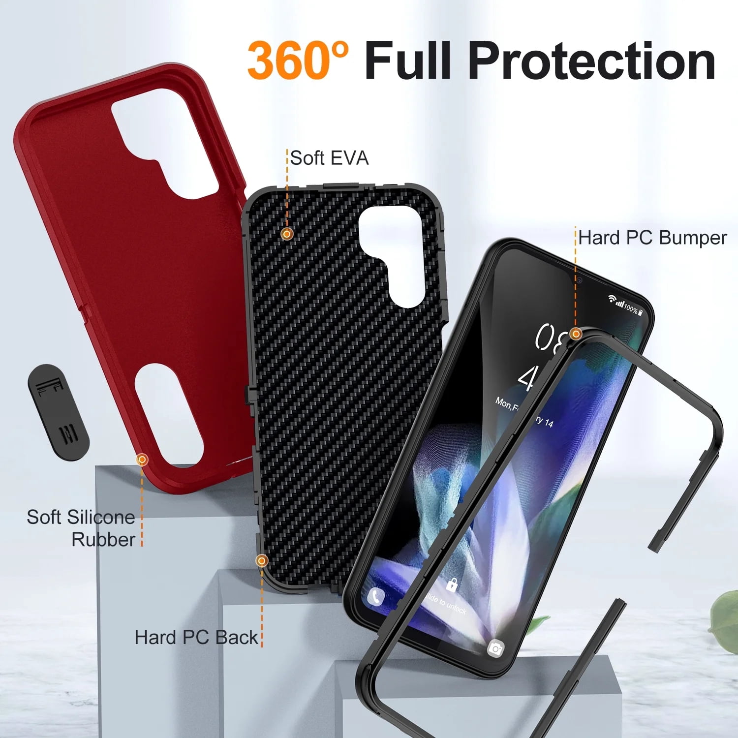 New Case for Samsung Galaxy A54 5G 6.4 inch,Heavy Duty 3 Layer Military Protection with Hidden Kickstand Shock Resistant Armor Hybrid Bumper Rugged Rubber Phone Cover,7 Color