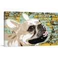 thumbnail image 1 of ARTCANVAS Bulldog Dog Breed Teal Yellow Canvas Art Print - Size: 12" x 8" (0.75" Deep), 1 of 9